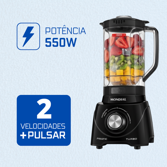 Liquidificador Pratic Turbo L98B Mondial Preto 127V