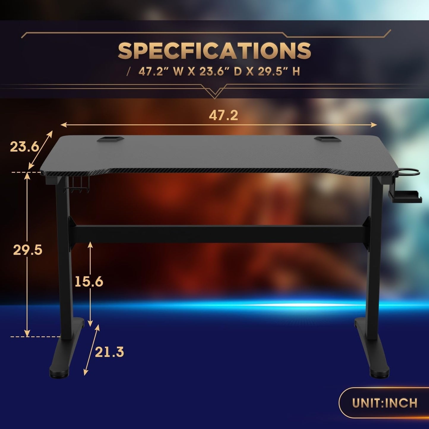 SHIPITFURNITURE 47" T-Shaped Gaming Desk