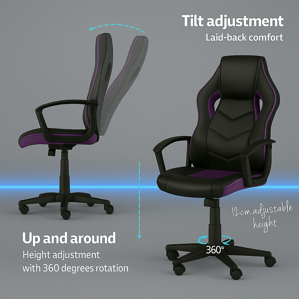 Voxa Supply™ NNEDSZ Purple Gaming Chair