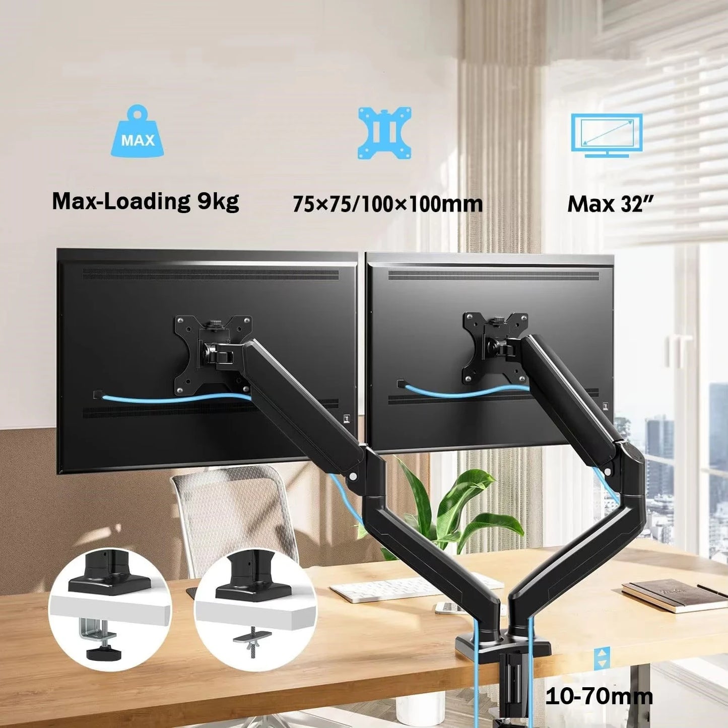 Dual Ajustable Monitor Mount 13″–32″