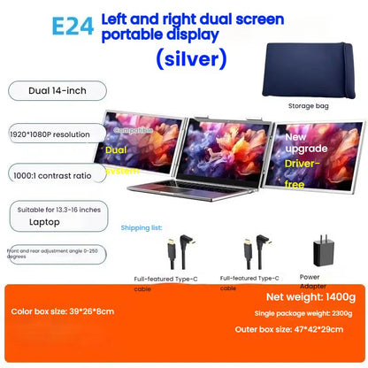 14" Portable Dual Screen Monitor