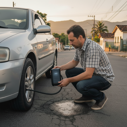 Mini Compressor de Ar Portátil 130 PSI - Bomba Elétrica Digital Sem Fio
