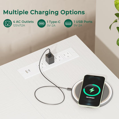 L-Shaped Office Desk with Power Outlets